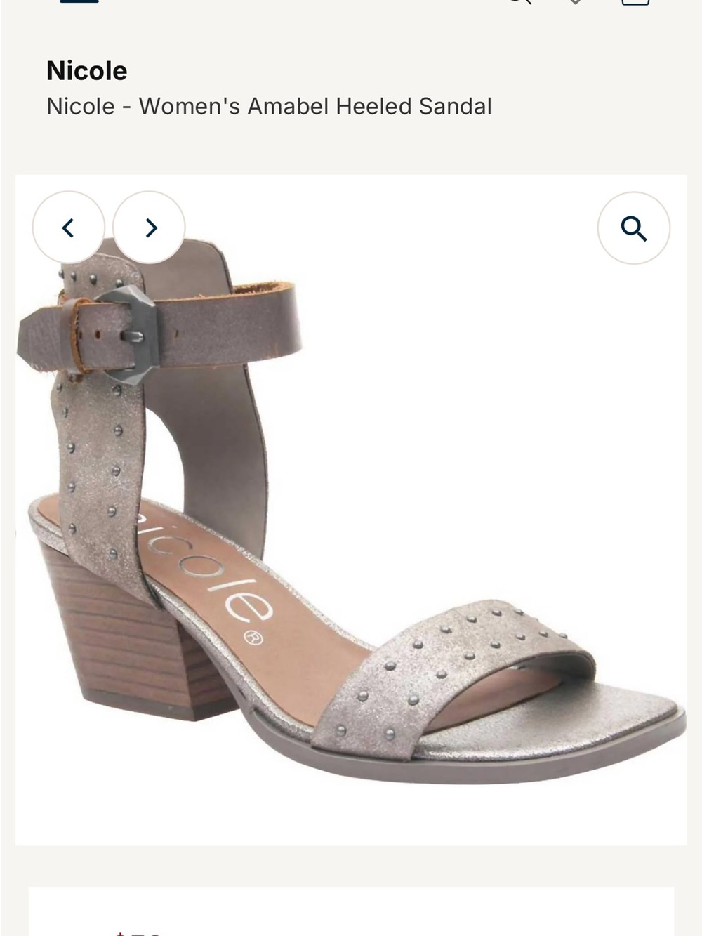 Nicole Metallic Studded Ankle-Strap Block Heel Sandal